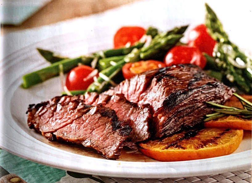 Bavette marinée à la bière, ail et romarin