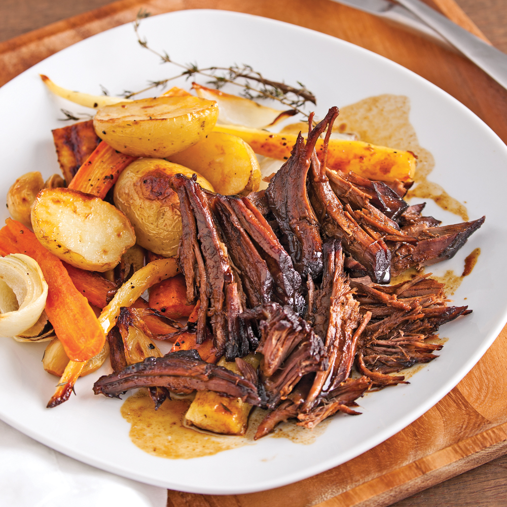 Boeuf braisé au sirop d'érable et vinaigre balsamique
