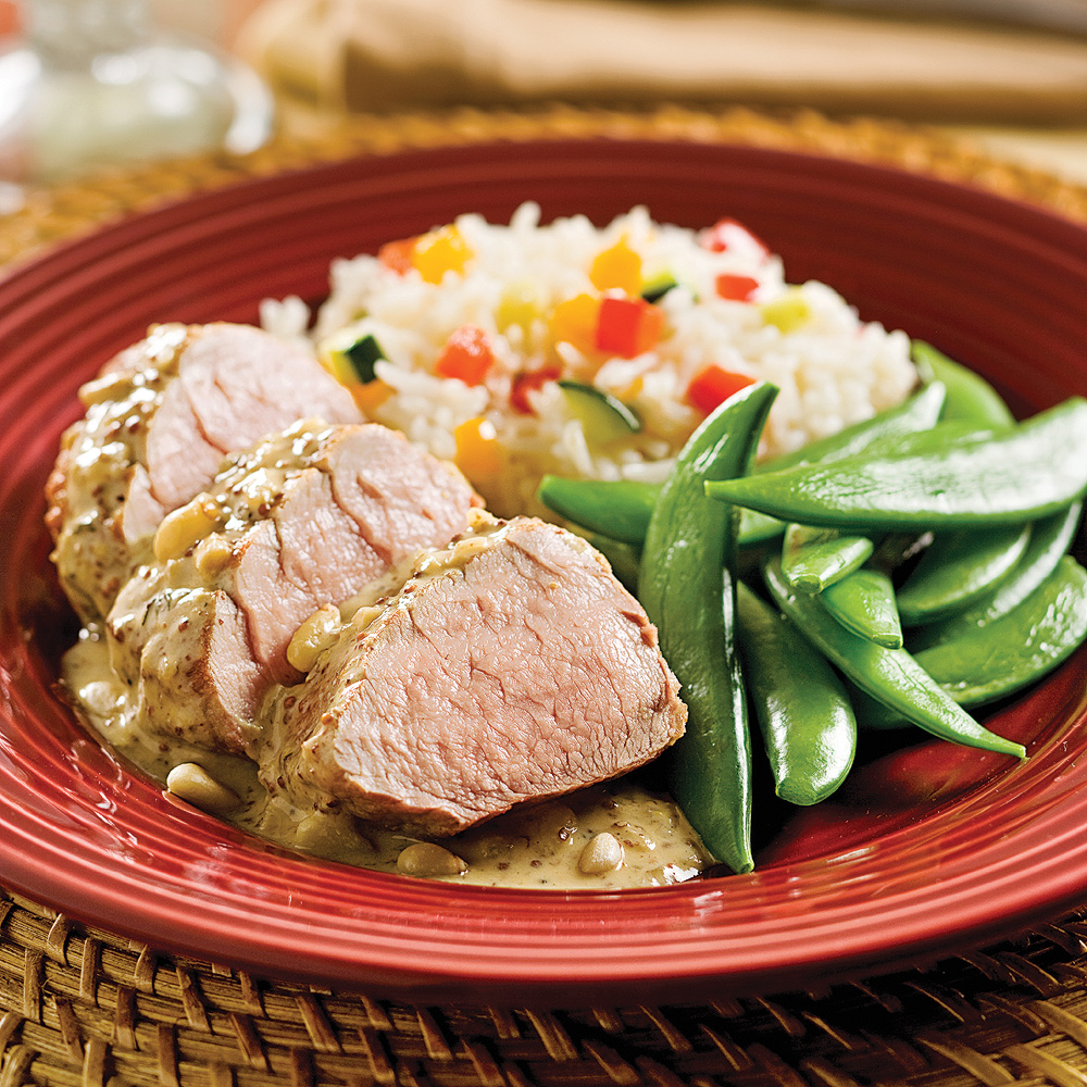 Filets de porc à la moutarde et crème